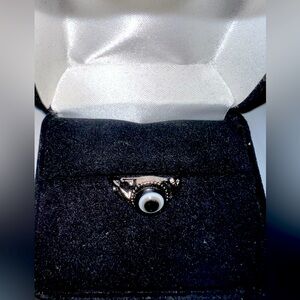 Elegant Silver and Black Eye Ring